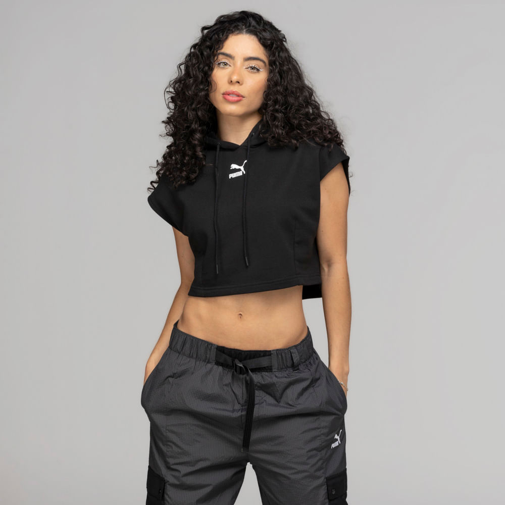 Camiseta Regata Cropped Puma com Capuz Dare To Vest