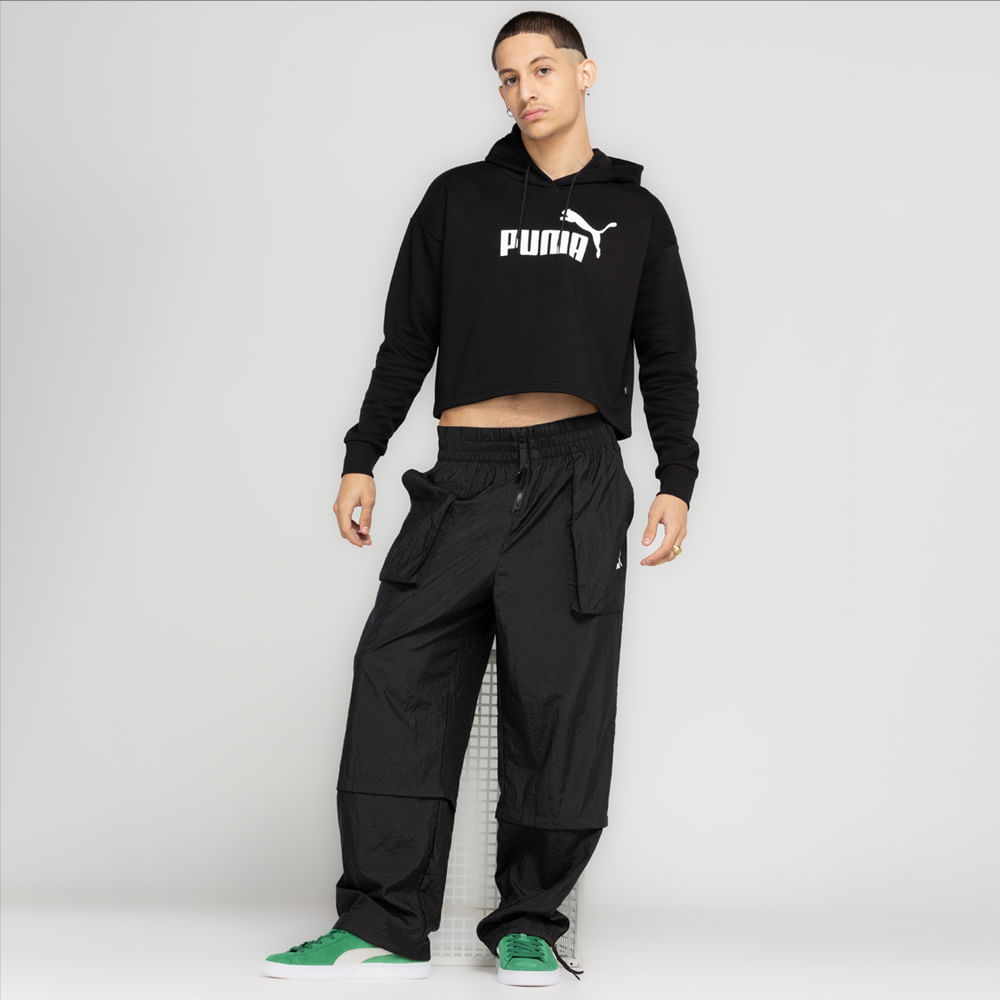 Blusa Feminina Cropped Puma com Capuz Essentials Logo