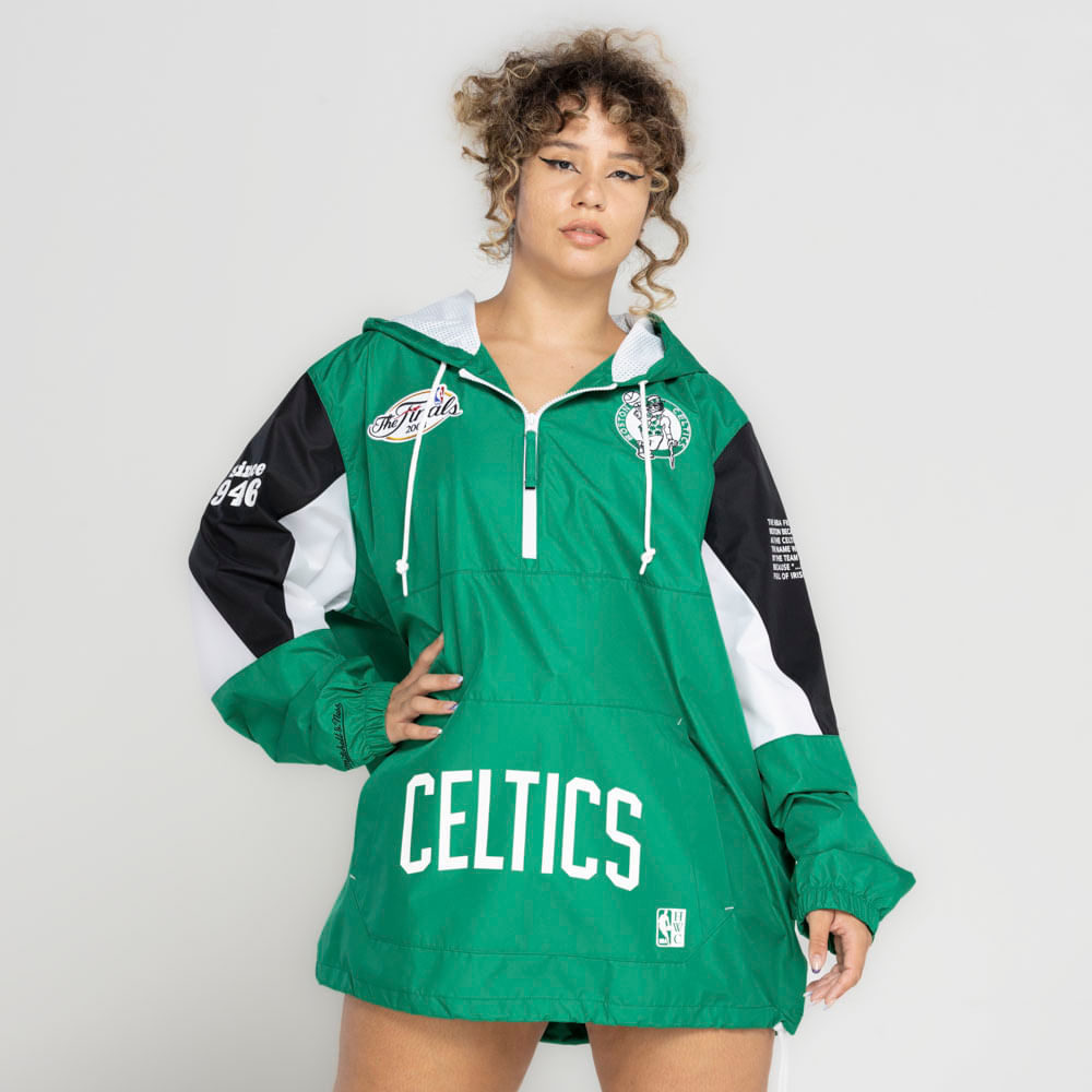 Blusão Boston Celtics Mitchell & Ness NBA com Capuz Pullo Anorak