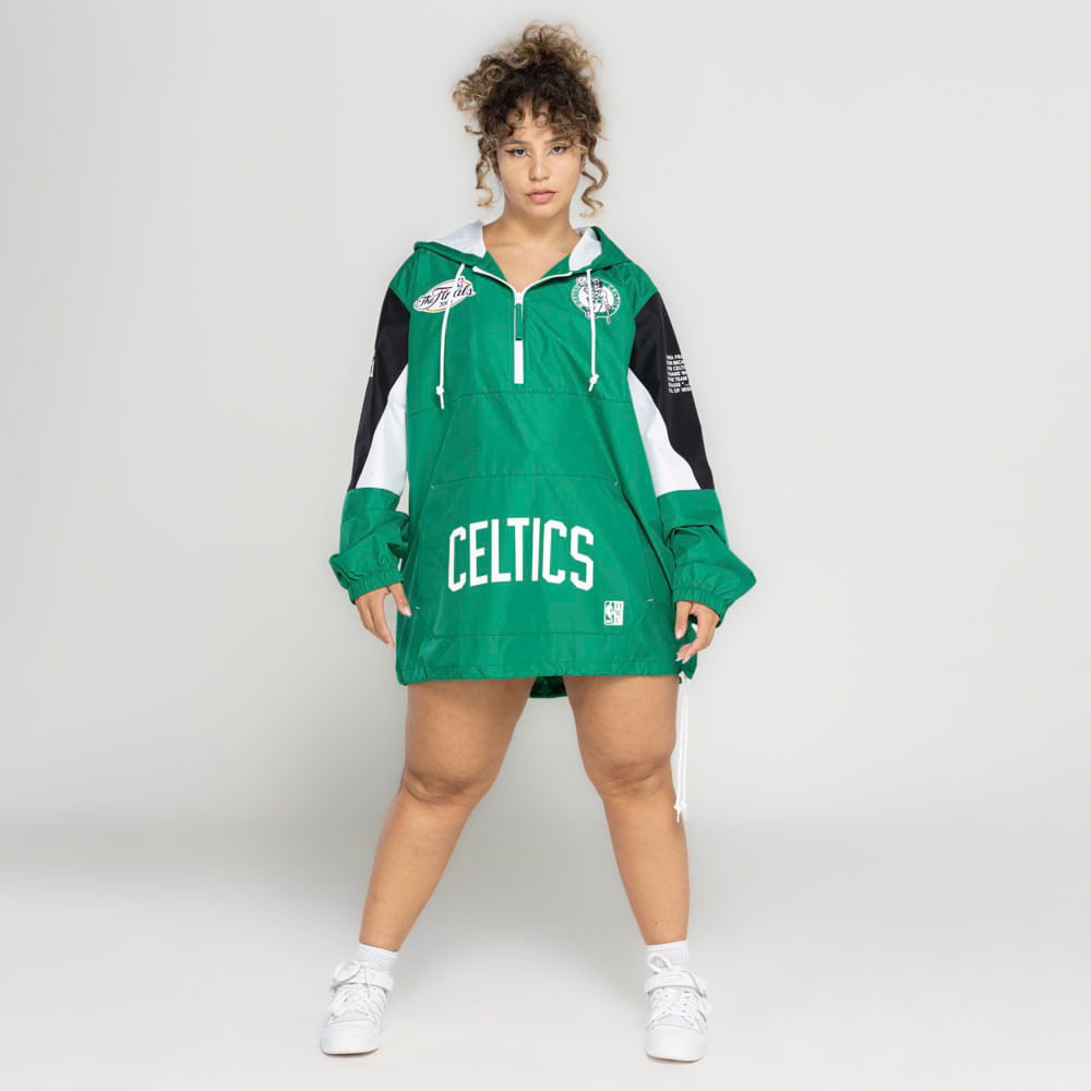 Blusão Boston Celtics Mitchell & Ness NBA com Capuz Pullo Anorak