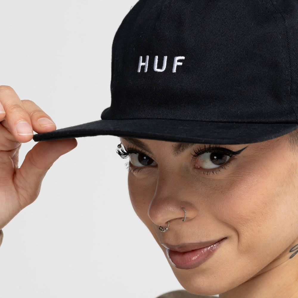 Boné Aba Reta Huf Snapback Dat Hat Logo Reg Metal