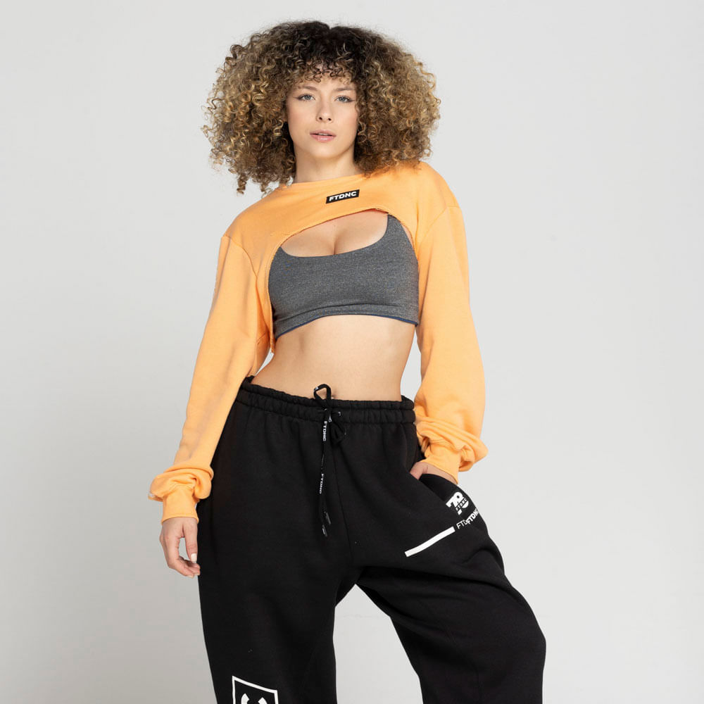 Blusa de Moletom FTDNC Manga Longa Cropped Lifestyle