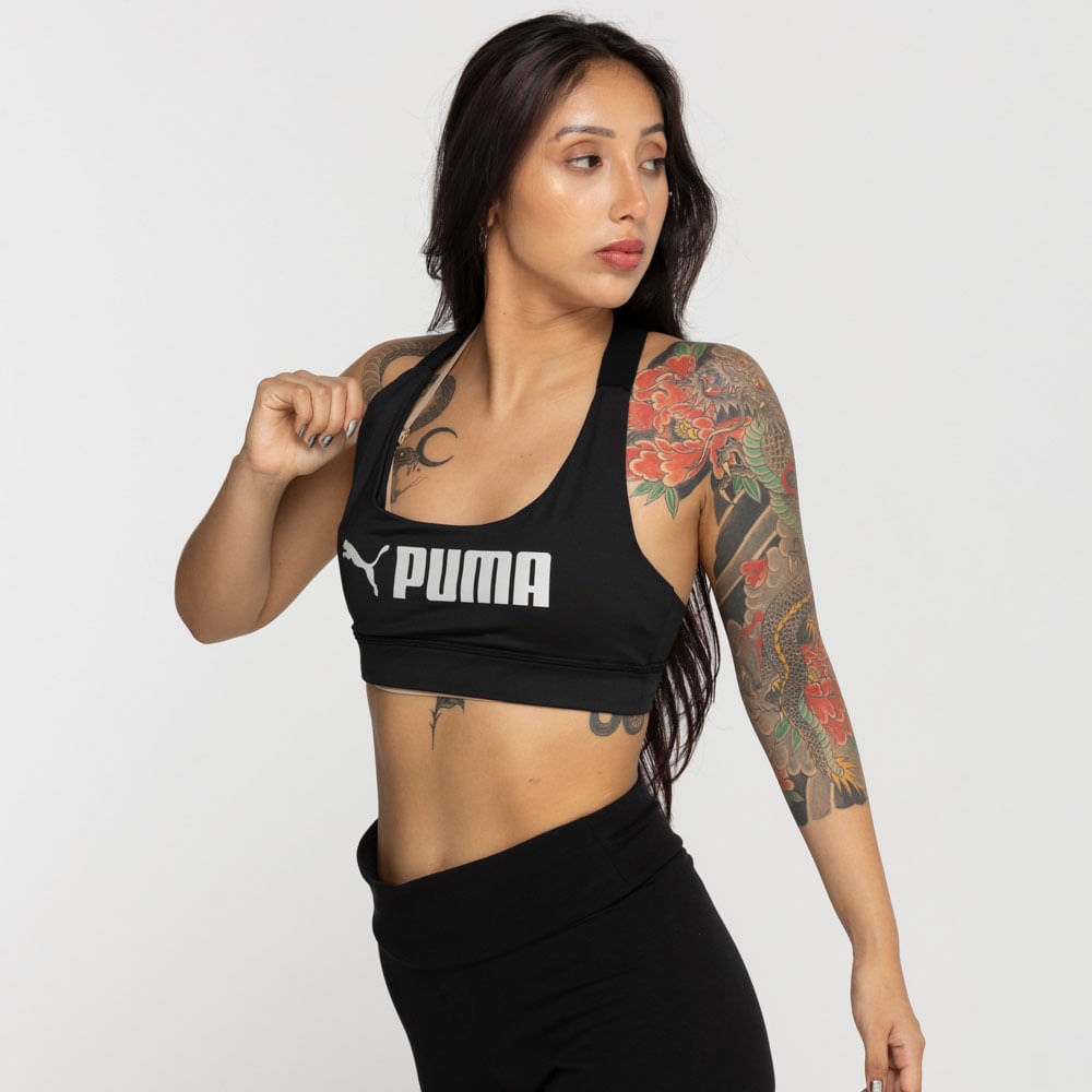 Top Fitness com Bojo Puma Mid Impact Fit Bra - Adulto - Studio 78