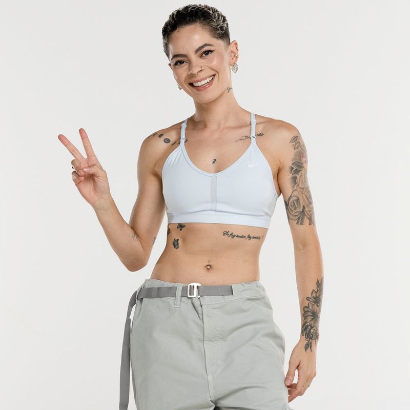 Top Fitness com Bojo Nike Dri-Fit Indy Bra Vneck - Adulto em Promoção