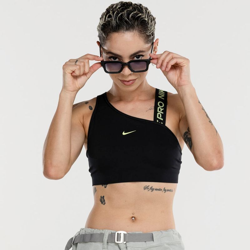 Top Fitness com Bojo Nike Média Sustentação Air Dri-Fit Swoosh Mockzip BRA  - Adulto em Promoção