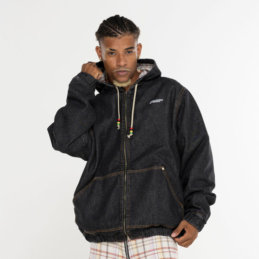 Jaqueta Black Denim Hooded