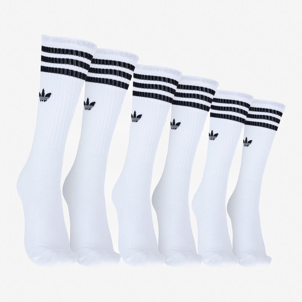 Kit de Meia adidas Originals Cano Alto Crew Solid 3 Pares