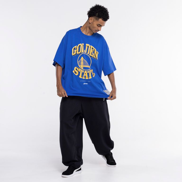 Camiseta do Golden State Approve NBA Basci Manga Curta Huge